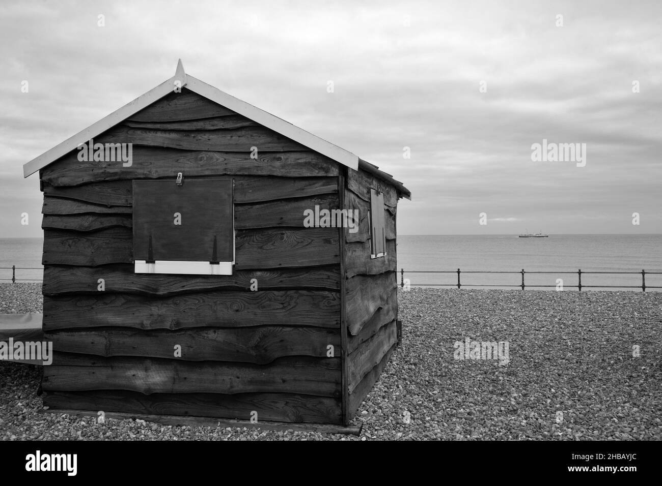 Beach hut in the morning at Kingsdown beach, near the famous White ...