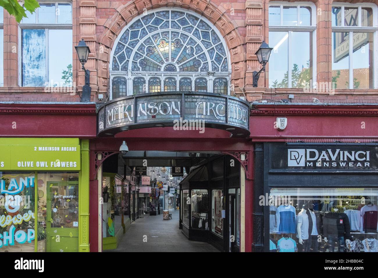 Makinson Arcade,shop,shops,retail,stores,The Galleries,Market Place,Wigan,city,centre,constituency,of,Greater Manchester,North west,England,north,northern,English,GB,Great,Britain,Great Britain,United Kingdom,UK,Europe,European Stock Photo