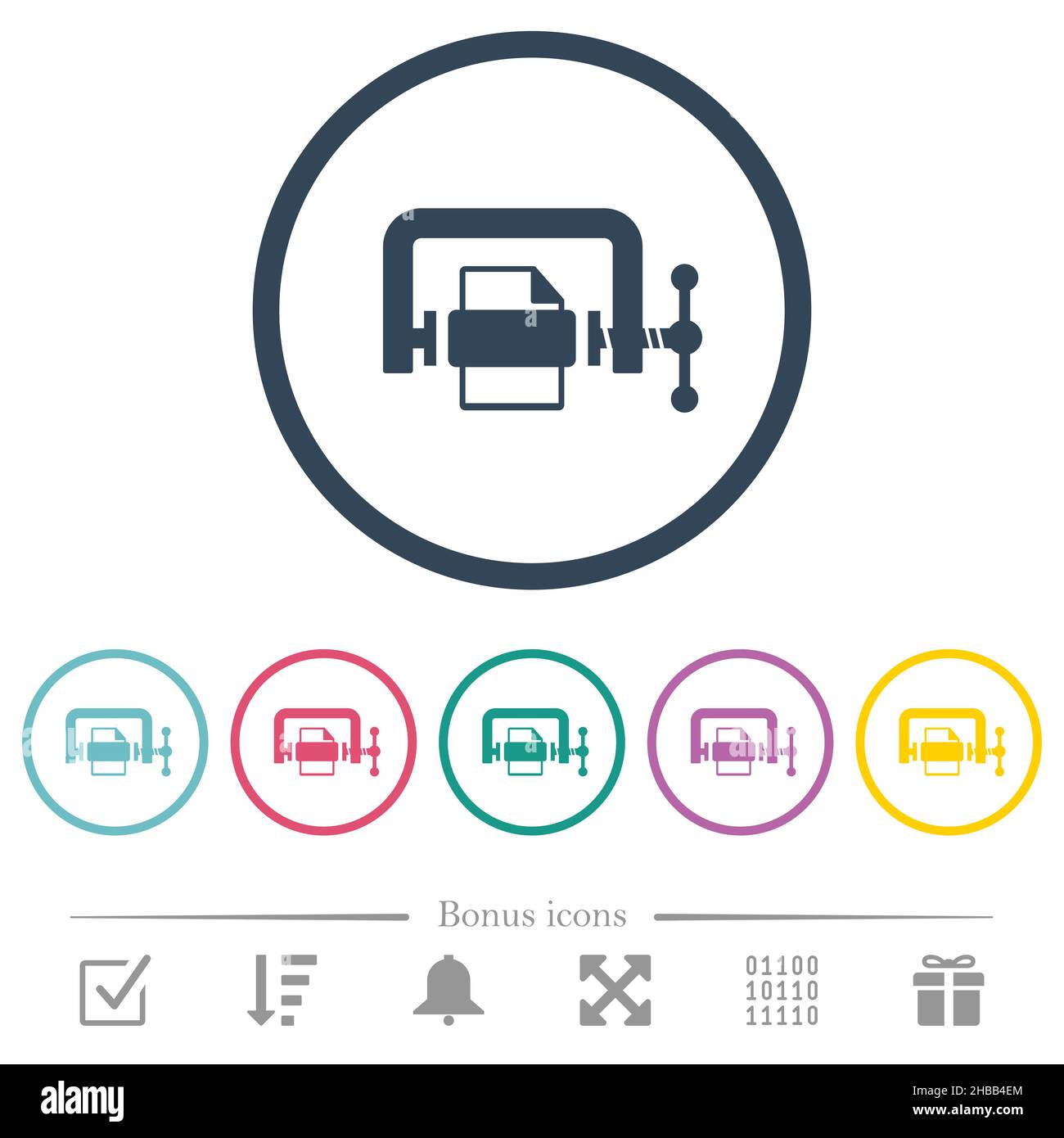 File compression solid flat color icons in round outlines. 6 bonus ...