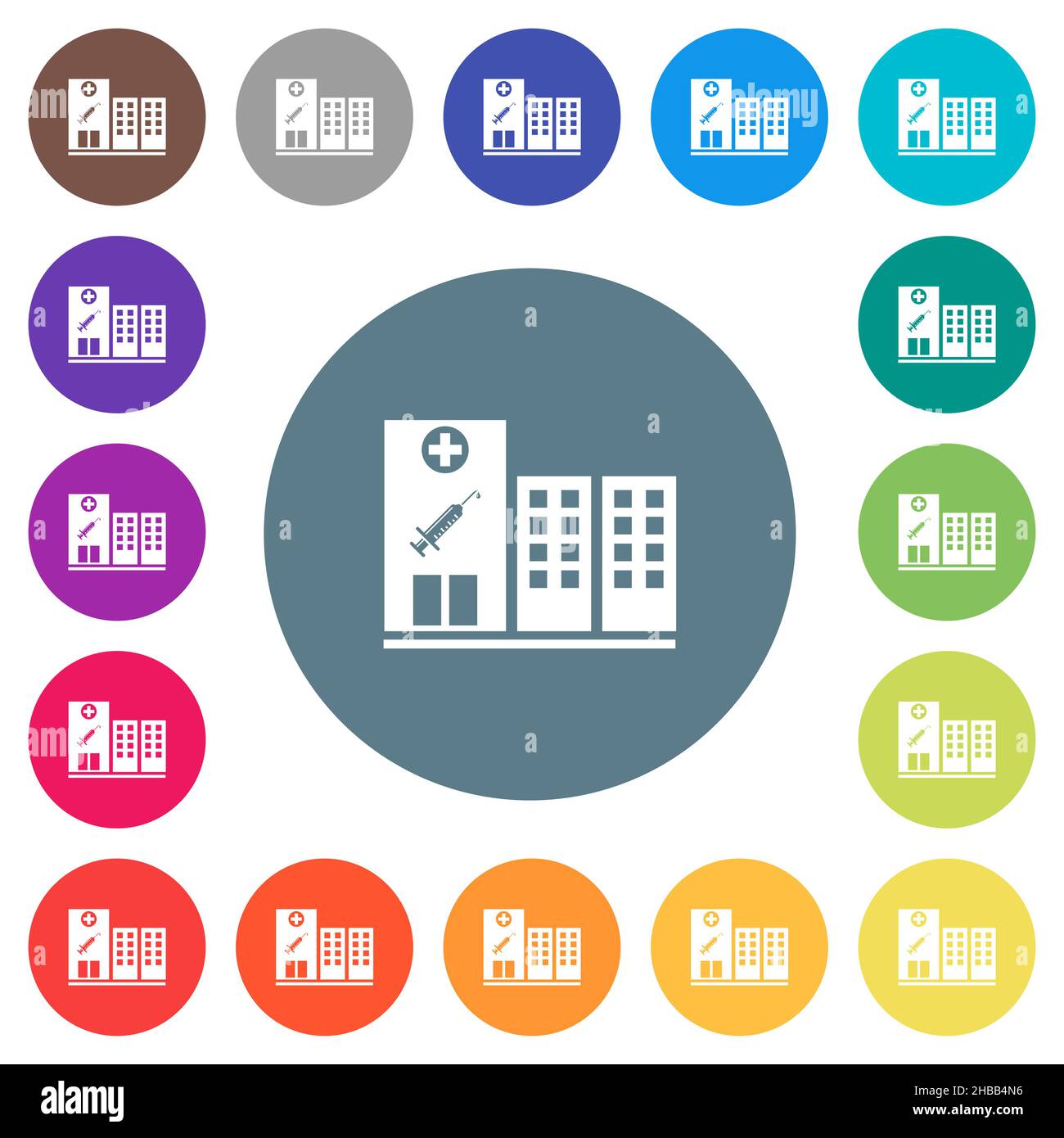 Vaccination station flat white icons on round color backgrounds. 17 ...