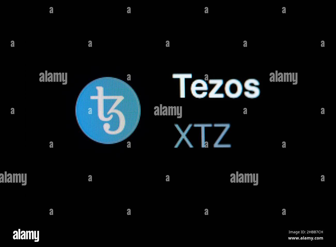 Villingen Schwenningen, Germany. 14th Dec, 2021. The Stellar Tezos (XTZ) cryptocurrency logo is seen on the Coinbase trading platform. Credit: Silas Stein//dpa/Alamy Live News Stock Photo