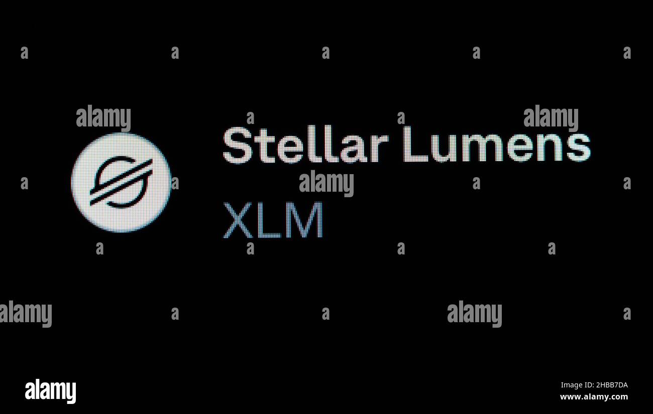 Villingen Schwenningen, Germany. 14th Dec, 2021. The Stellar Lumens (XLM) cryptocurrency logo is seen on the Coinbase trading platform. Credit: Silas Stein//dpa/Alamy Live News Stock Photo