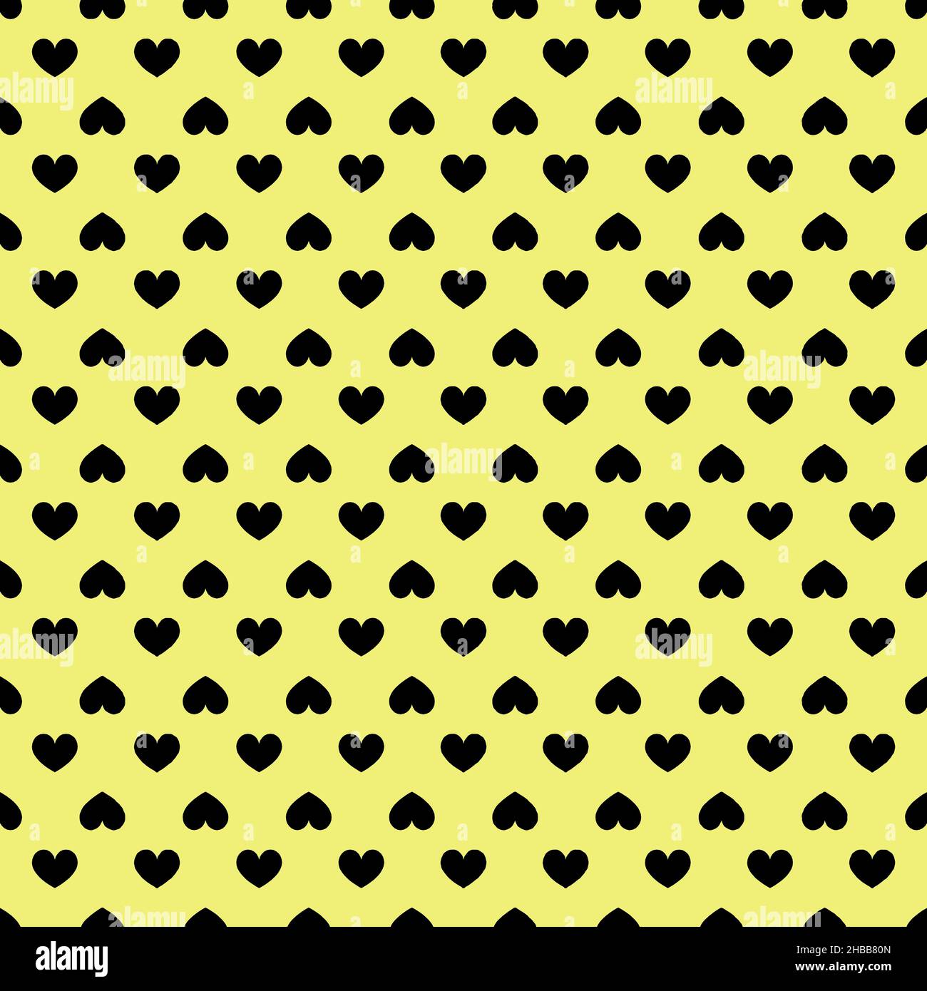 Black Heart Pattern Design on Yellow Background Stock Vector
