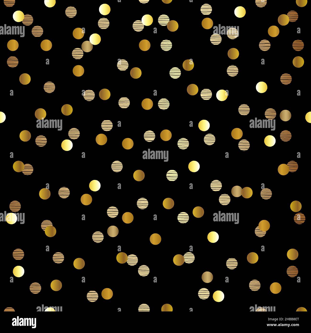 Gold Dot Elegant Pattern Design on Black Background Stock Vector