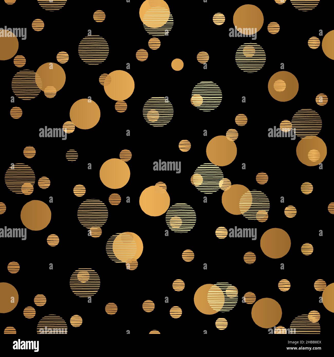 Gold Circle Pattern Design on Black Background Stock Vector