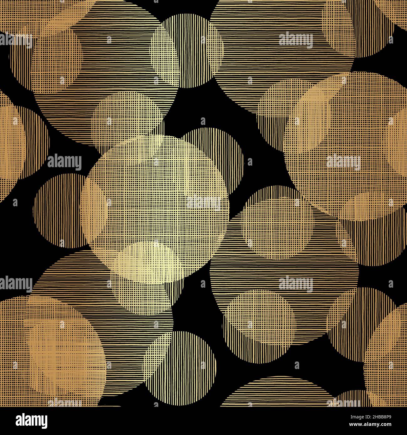 Luxury Gold Geometric Pattern Design on Black Background with Circle Texture Stock Vector