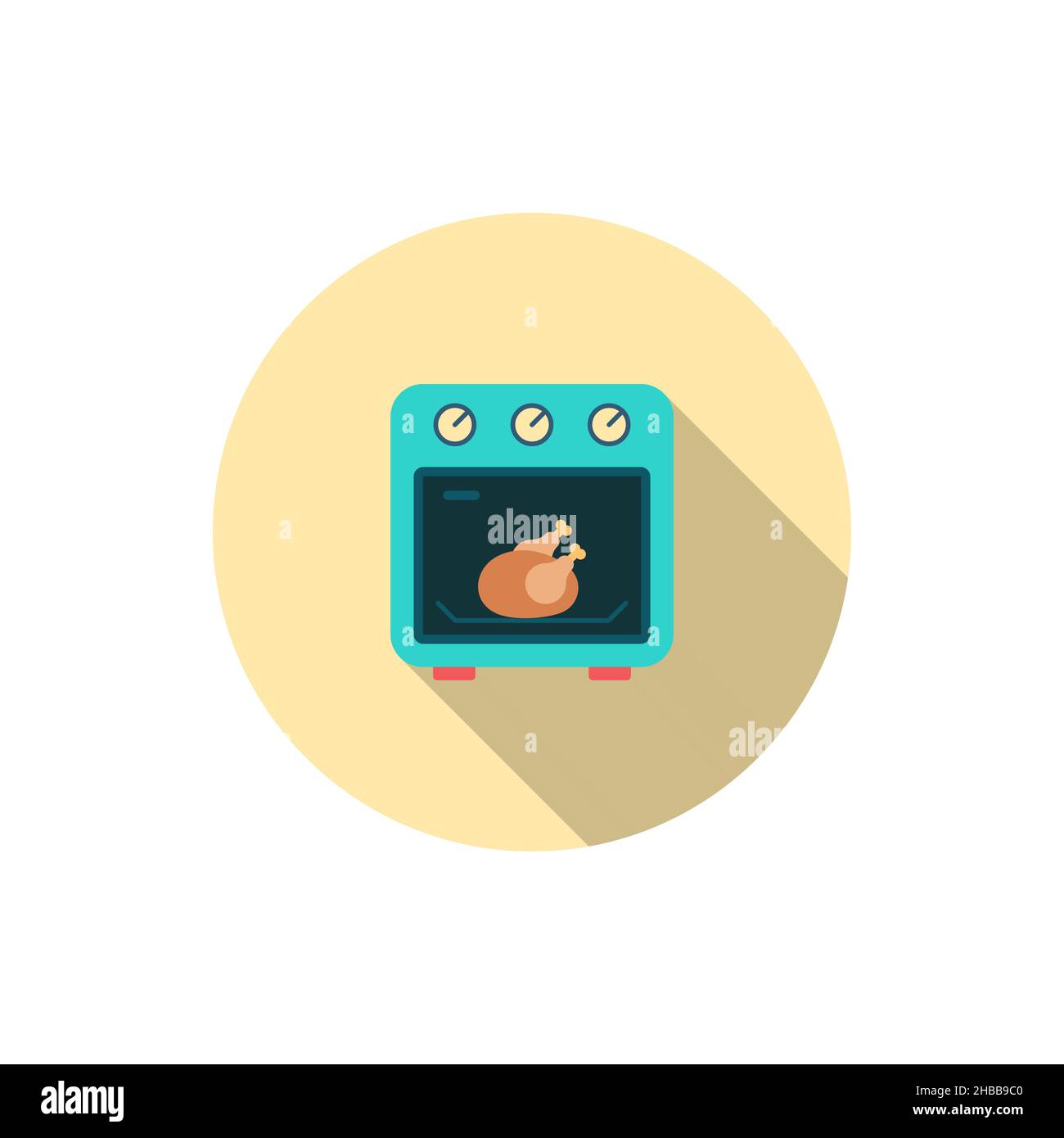 Kitchenware oven vector icon, flat design, long shadow Stock Vector