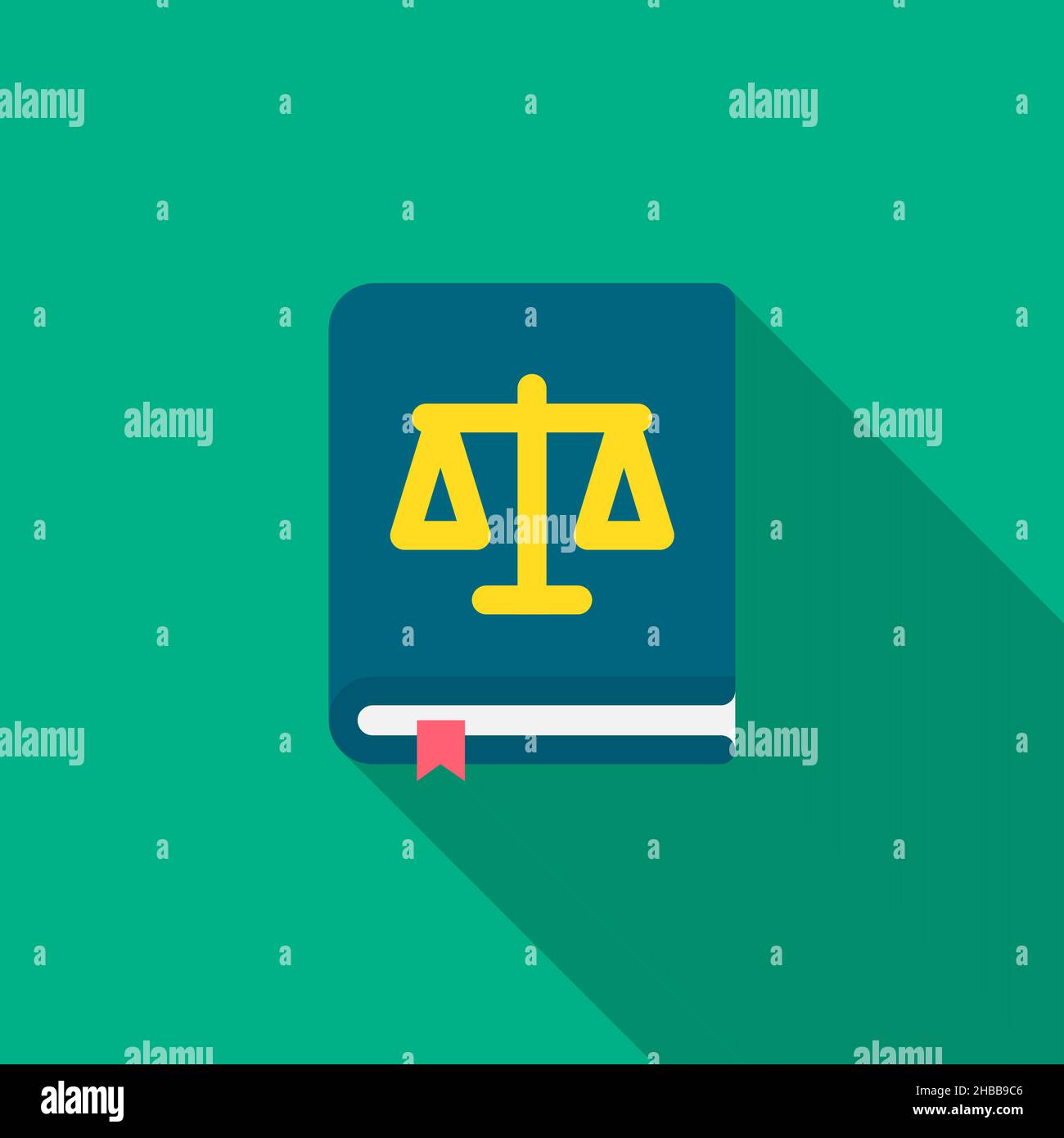 Law book vector icon symbol justice, flat design, long shadow Stock Vector