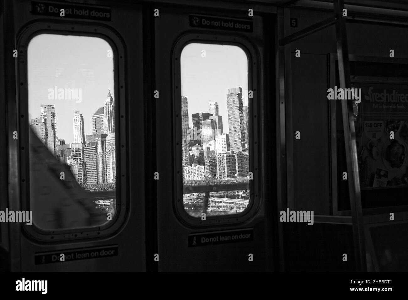 Brooklyn, NY, USA Dec 18, 2021 View of lower Manhattan through