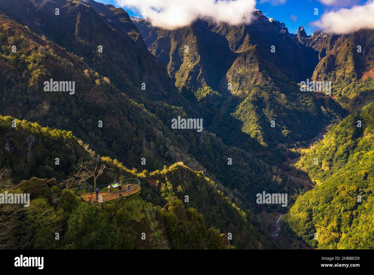 Valley of the Ribeira da Metade and the Balcoes viewpoint on Madeira, Portugal Stock Photo