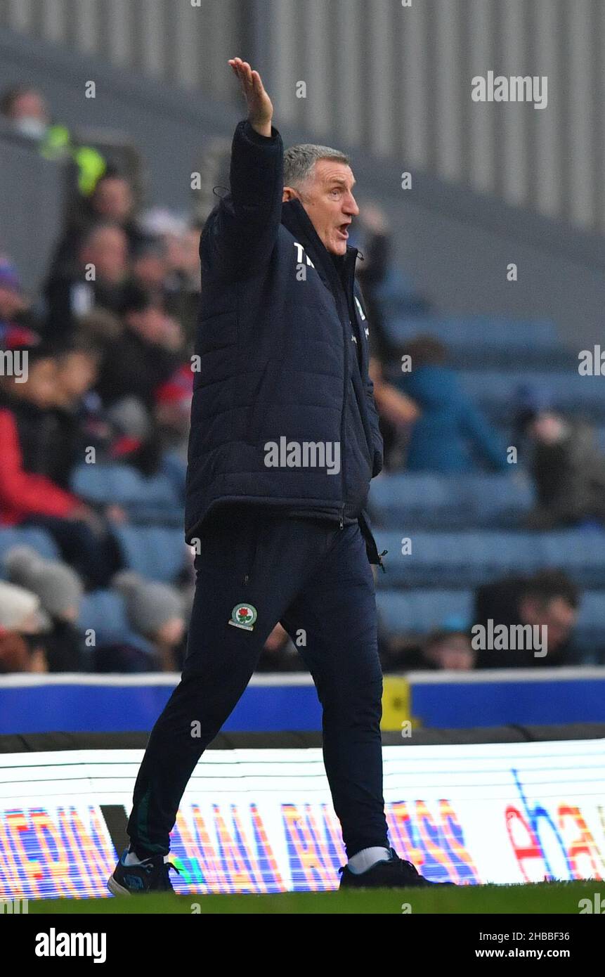 Blackburn Rovers manager Tony Mowbray during the Sky Bet Championship match at Ewood Park, Blackburn. Picture date: Saturday December 18, 2021. Stock Photo