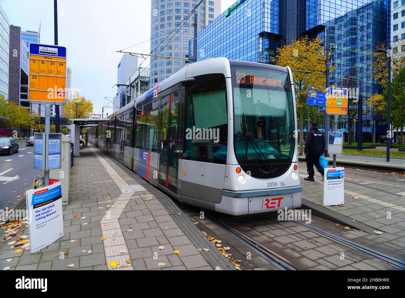 ROTTERDAM, NETHERLANDS -10 NOV 2021- View Of A Tram Streetcar From The ...