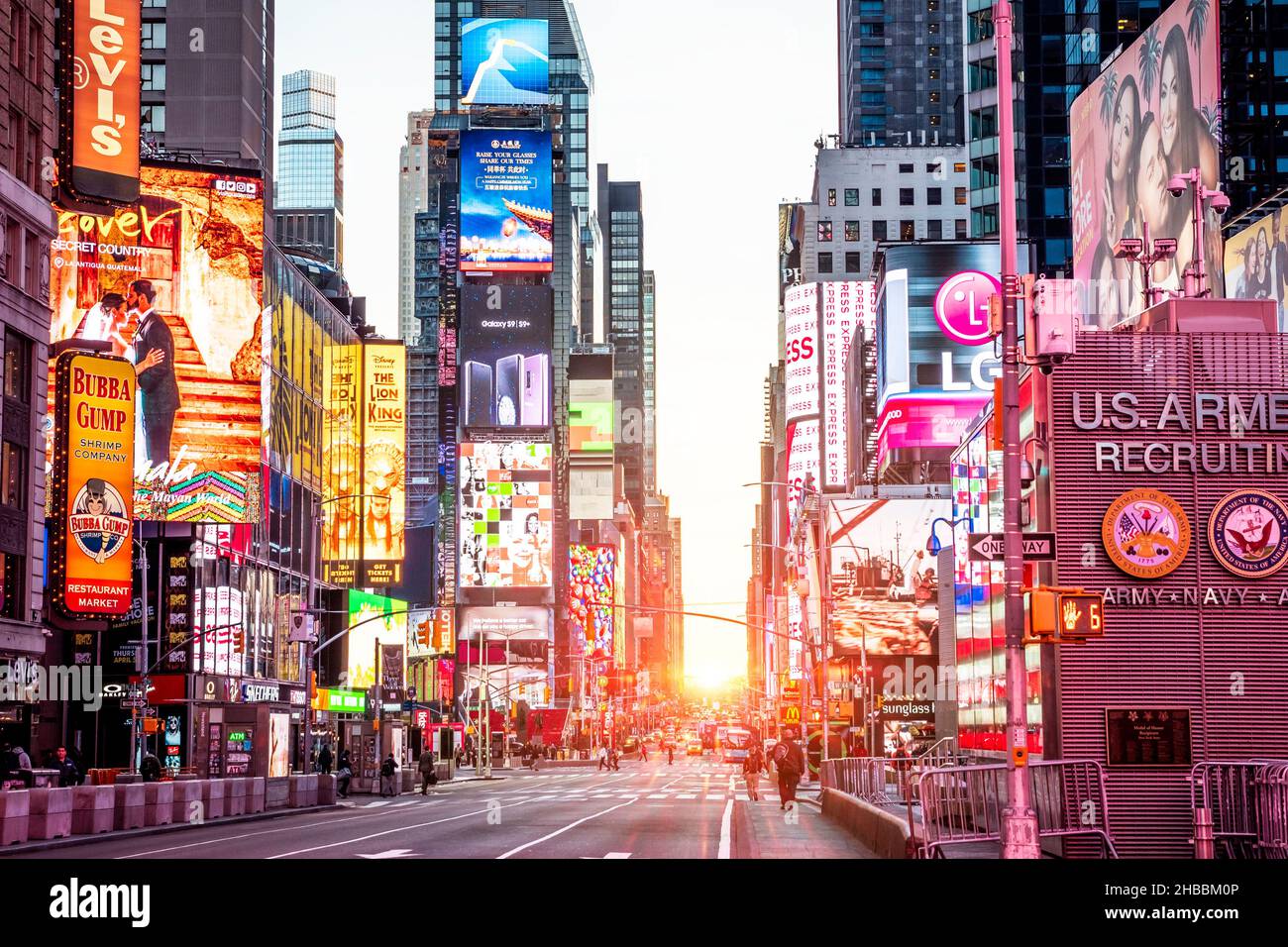 New York, USA - August 10, 2018: View of New York city in the USA at Times Square showcasing its neon lights and endless stores with lots of tourists. Stock Photo
