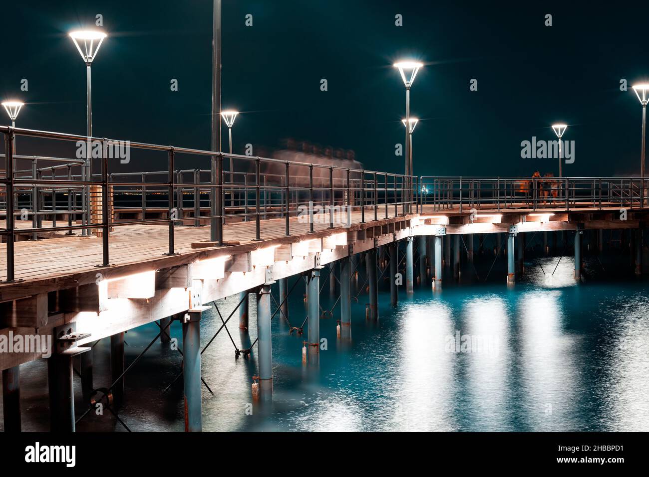 Molos promenade pier at night. Limassol, Cyprus Stock Photo