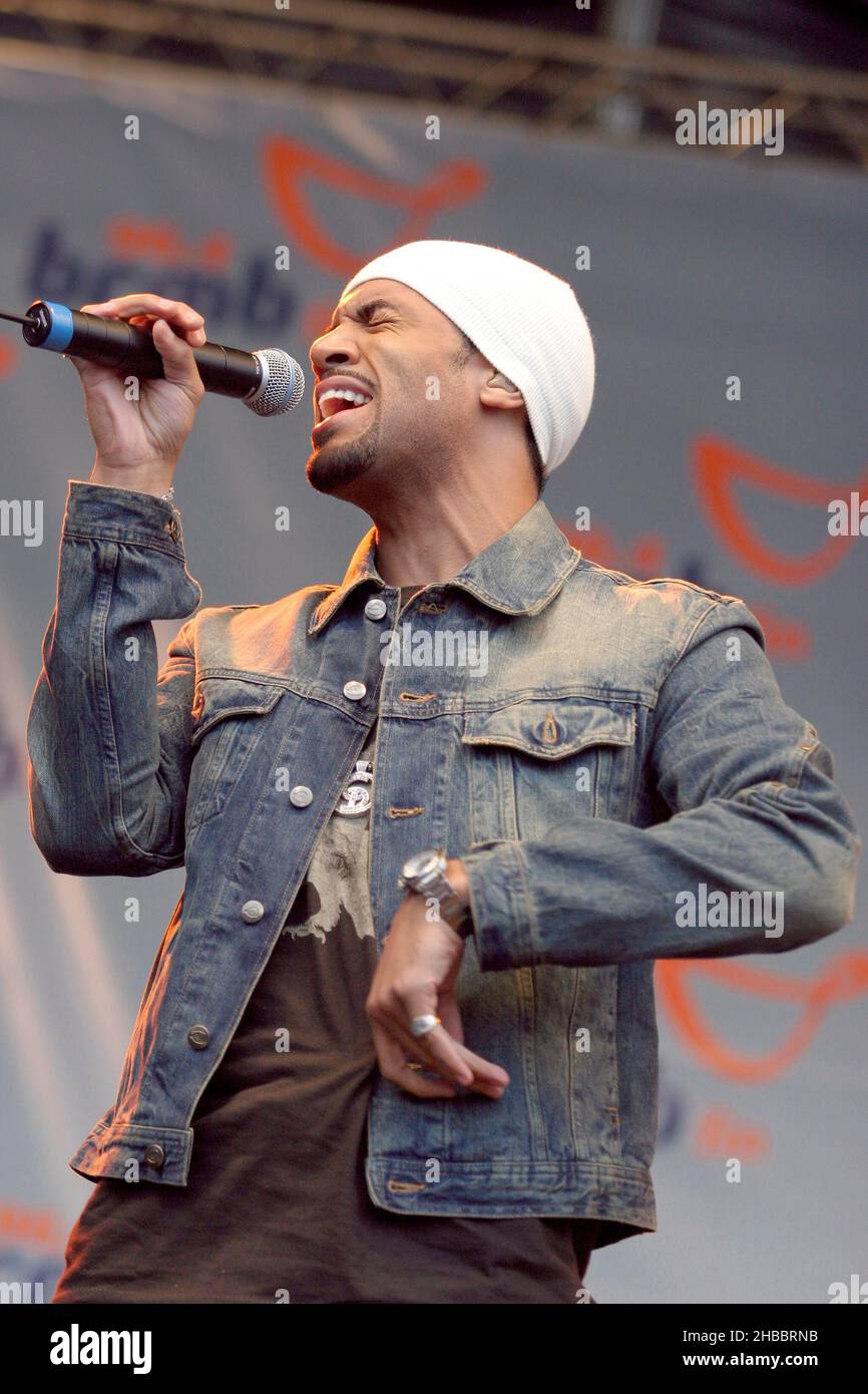 Craig David on stage at the BRMB Party in the Park, Birmingham, UK. 5th July 2003. Stock Photo