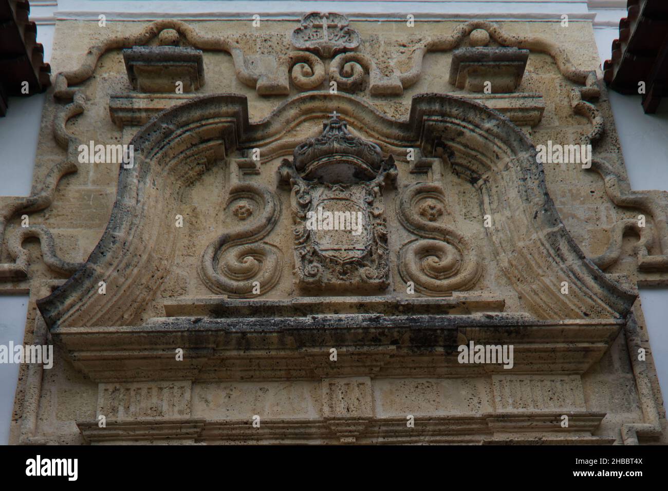 Detail of the main gate of the Palacio De La Inquisicion in Cartagena, Colombia Stock Photo