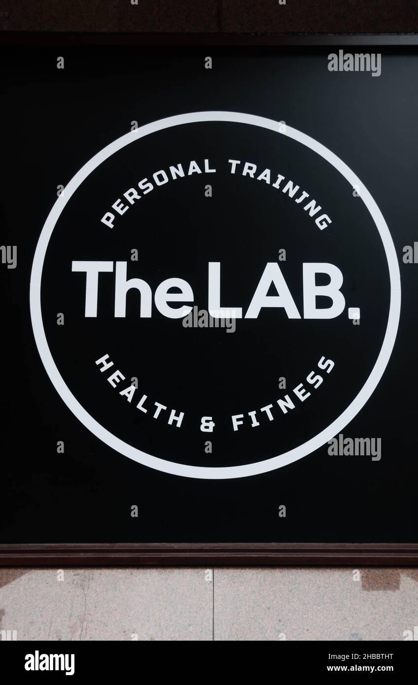 Sign outside The Lab Health & Fitness Centre on Dale Street in Liverpool Stock Photo