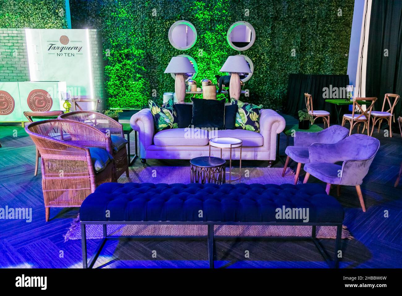 JOHANNESBURG, SOUTH AFRICA Oct 25, 2021 A Tanqueray branded decor at
