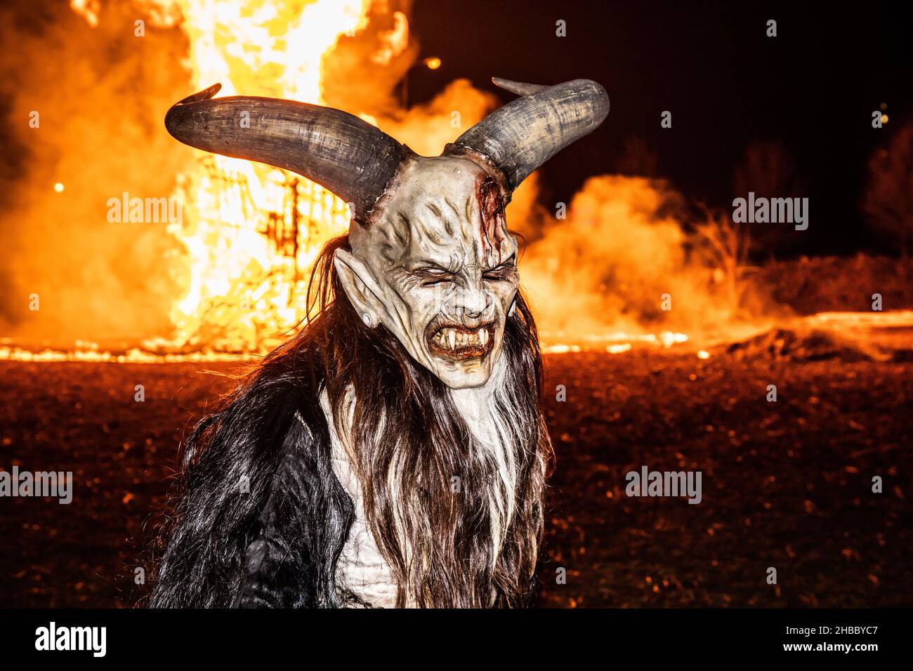 TARVISIO, ITALY Dec 05, 2018 A traditional Krampus show in Tarvisio