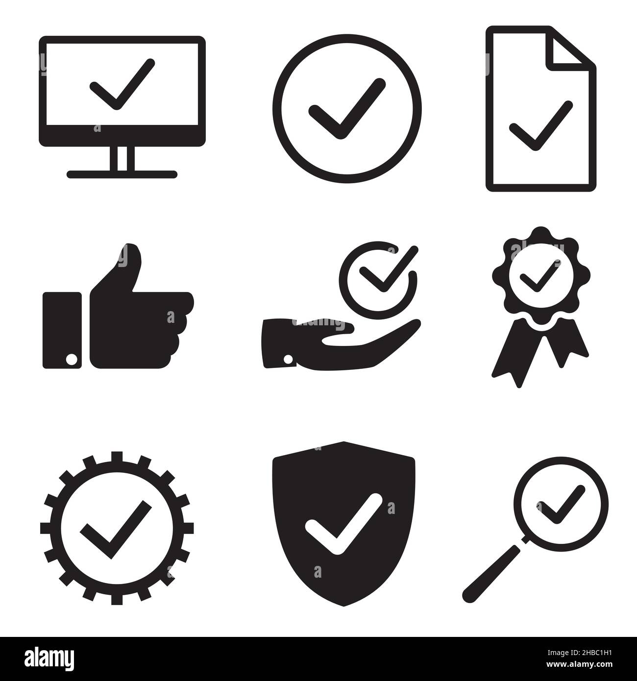 Quality, standard and rating set icon in simple style on white