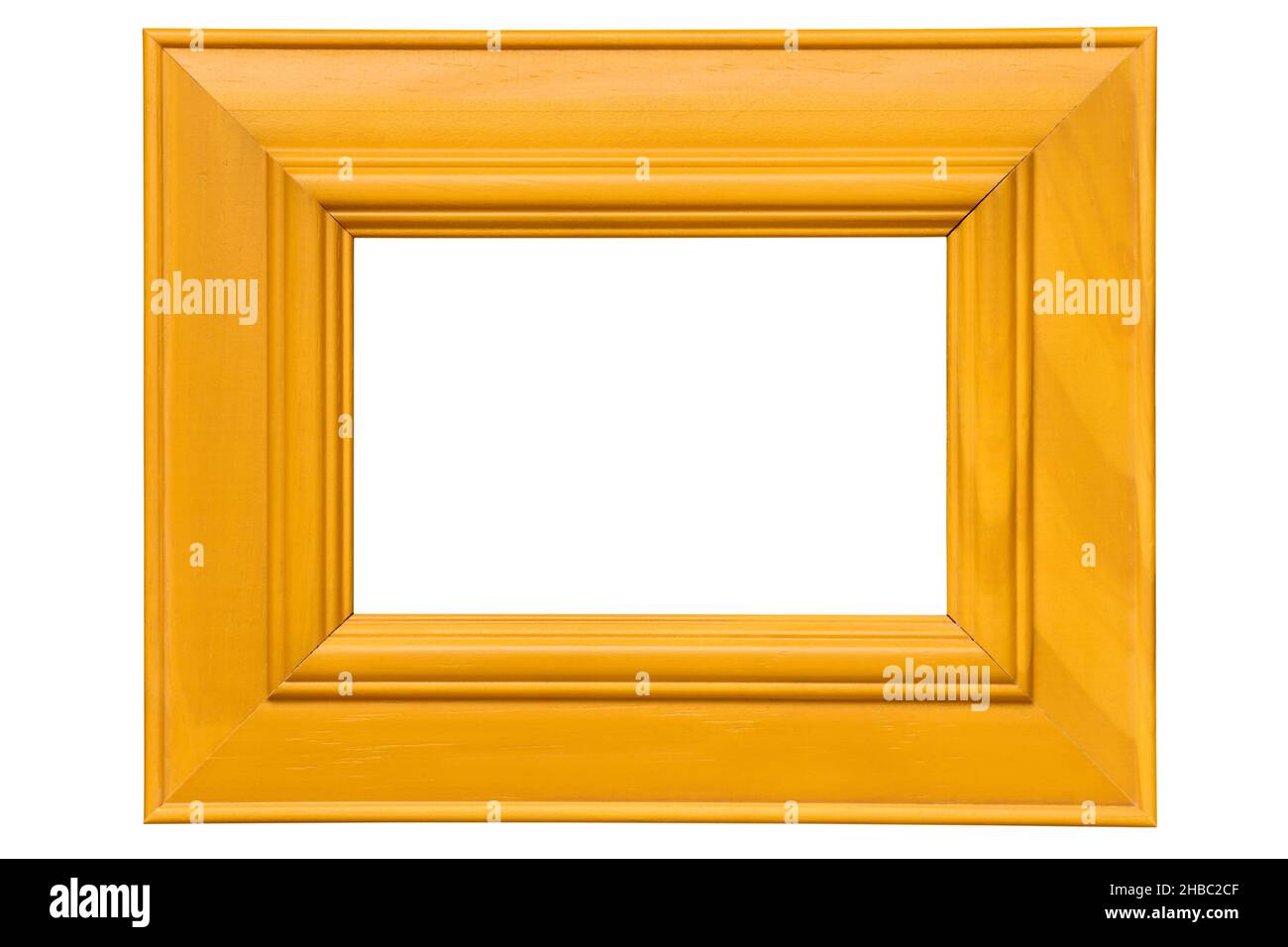 Empty yellow wood frame for pictures or photos Stock Photo