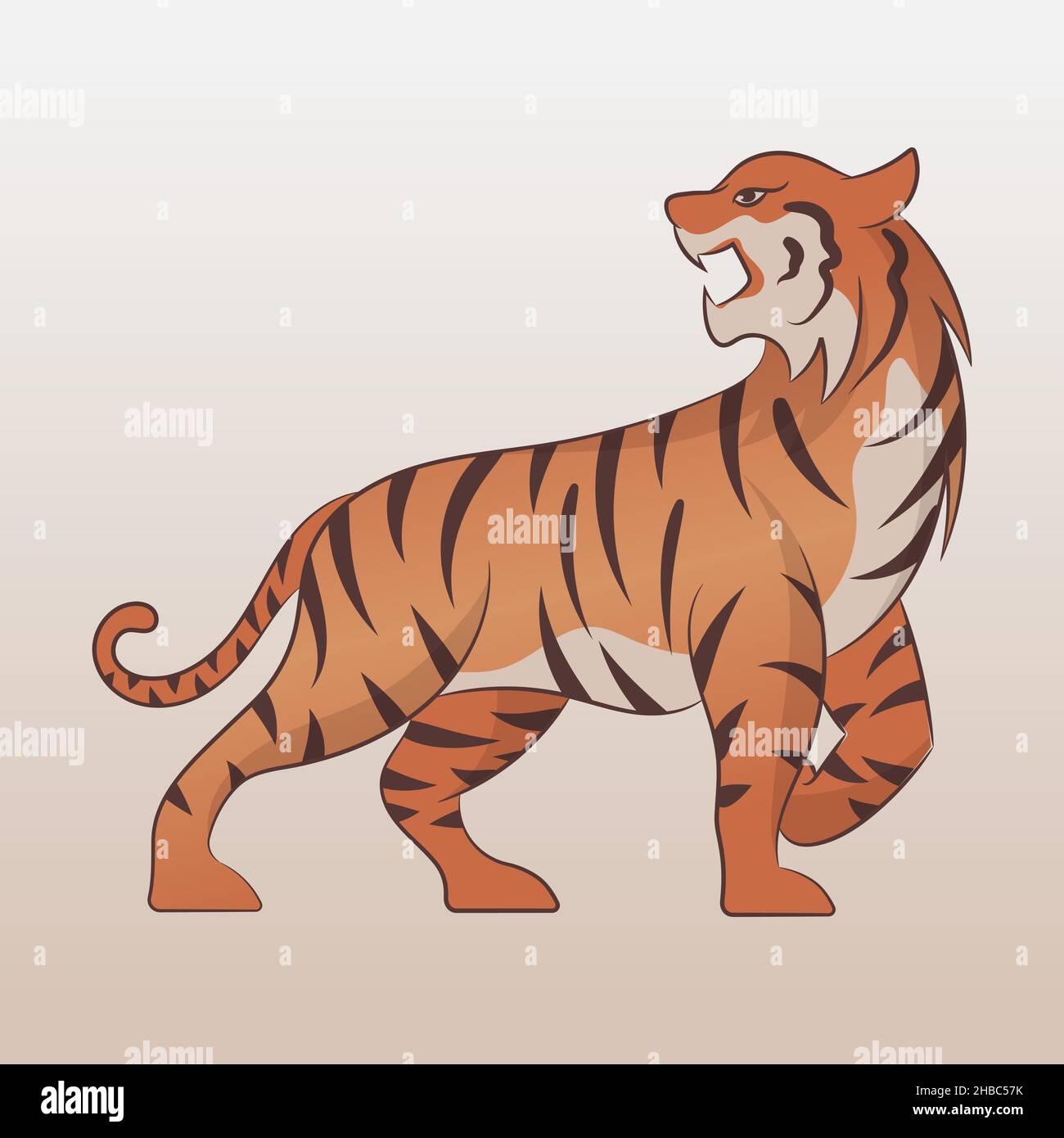 Simple Tiger vector illustration with classic color design Stock Vector