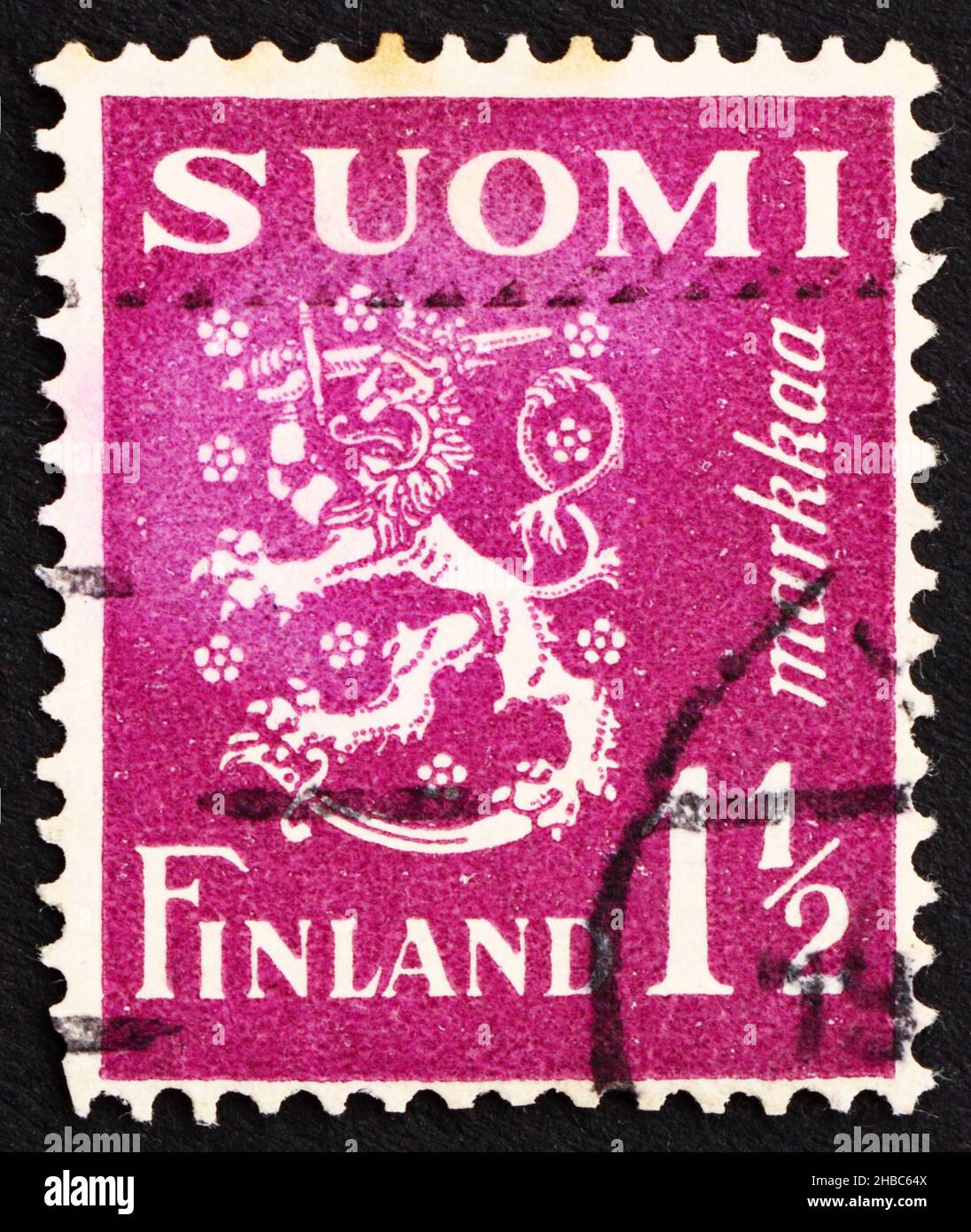 FINLAND - CIRCA 1930: a stamp printed in the Finland shows Crowned Lion Rampant, Arms of the Republic of Finland, circa 1930 Stock Photo