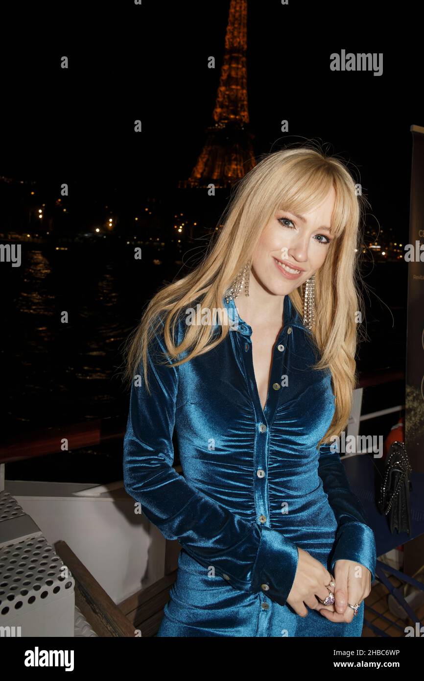 Paris, France.11th Dec, 2021. Sonia Gleis attends the cocktail organized by Jeremy Bellet aboard the Josephine yacht for the benefit of Seropotes. Stock Photo