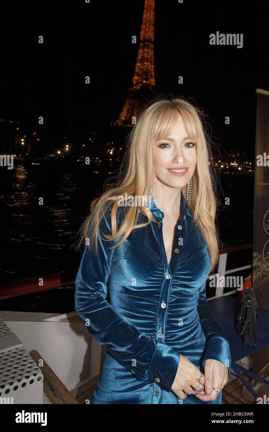 Paris, France.11th Dec, 2021. Sonia Gleis attends the cocktail organized by Jeremy Bellet aboard the Josephine yacht for the benefit of Seropotes. Stock Photo