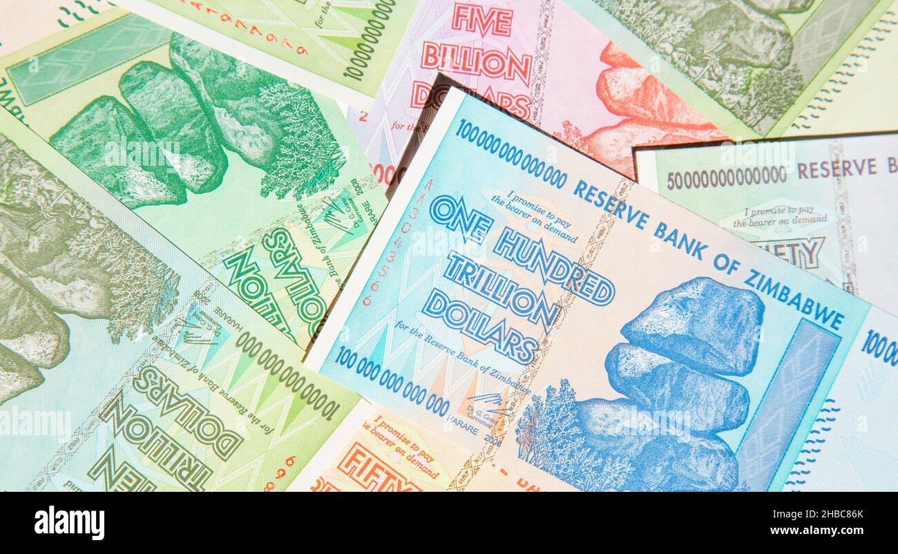Banknotes of Zimbabwe after hyperinflation Stock Photo - Alamy