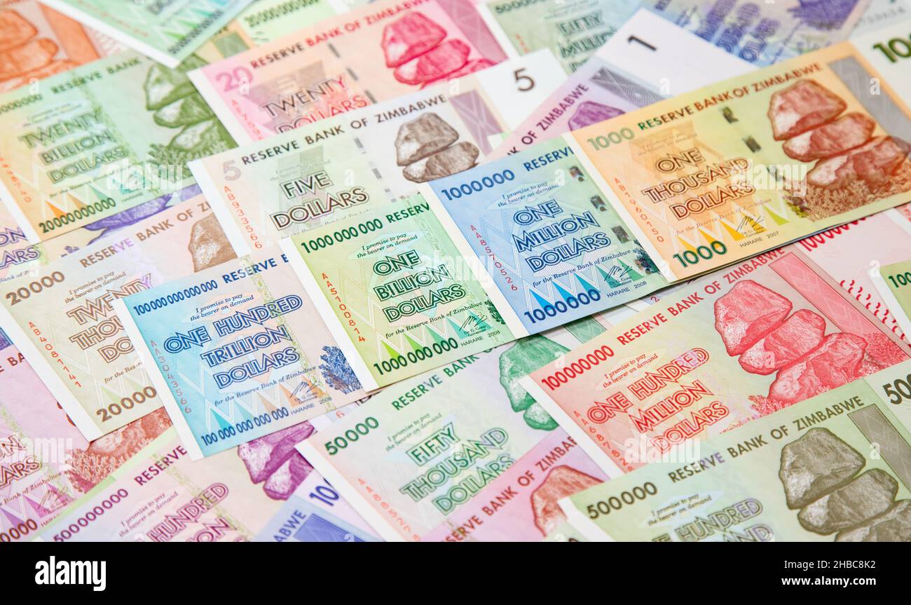 Banknotes of Zimbabwe after hyperinflation Stock Photo - Alamy