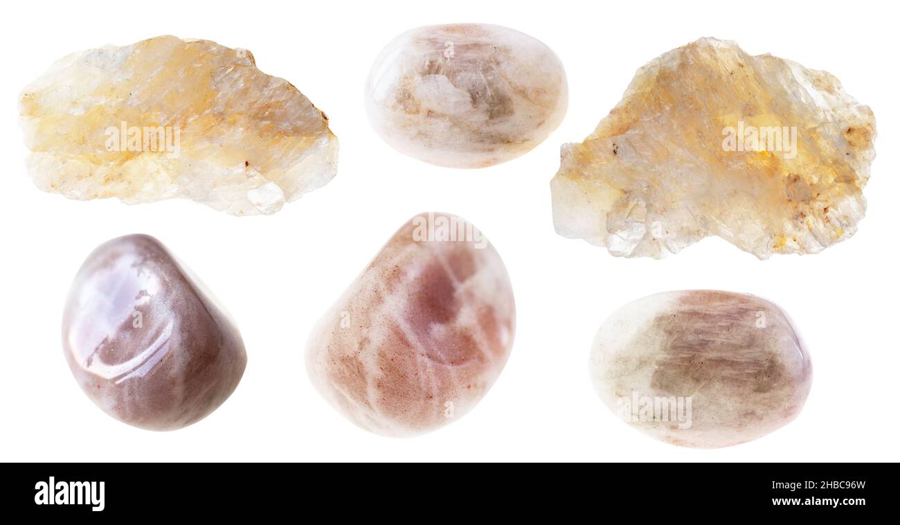set of belomorite stones cutout on white background Stock Photo
