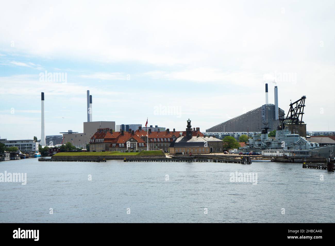 Naval Station Holmen and Peder Skram class frigate, Royal Danish Navy, Copenhagen, Denmark. Stock Photo