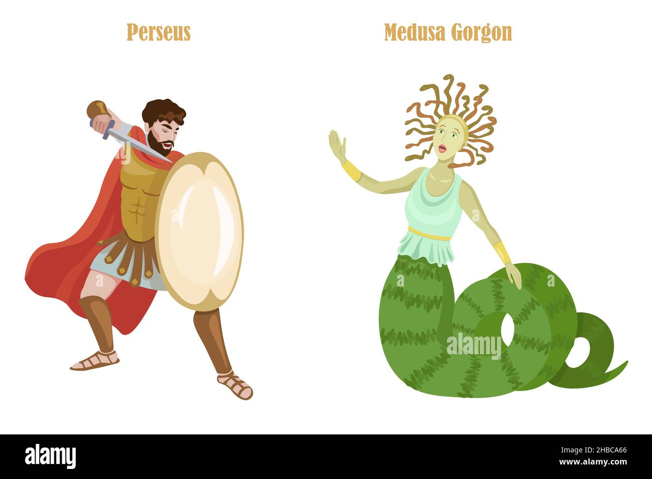 Vector greek hero Perseus and Medusa Stock Vector
