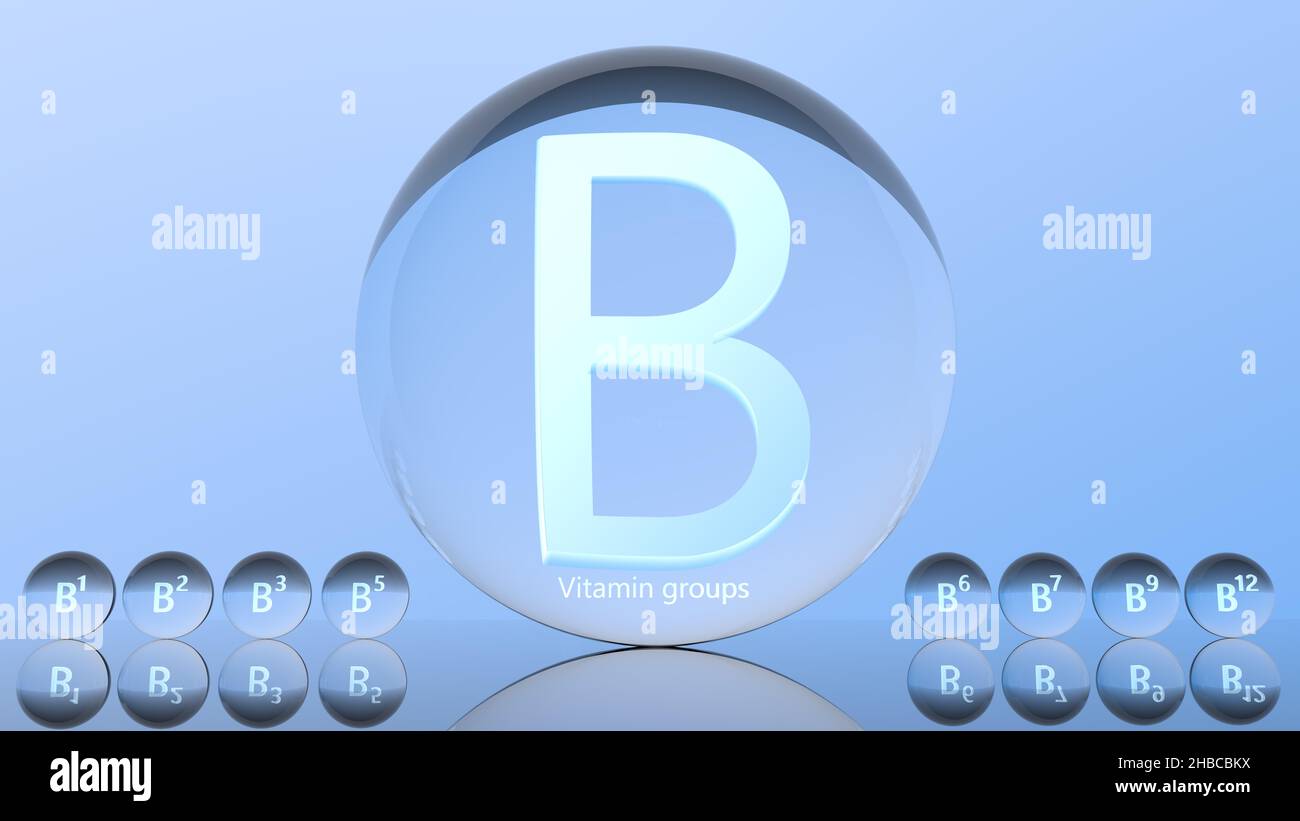 The Group B vitamins transparent capsules. Vitamins B background