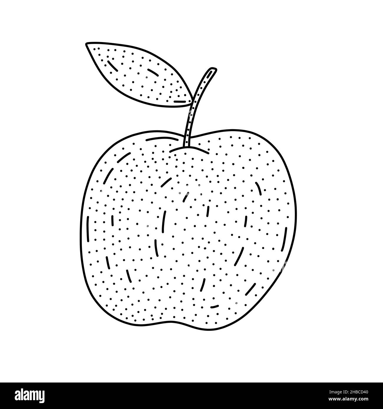 Hand drawn apple in doodle style. Isolated on white vector illustration Stock Vector