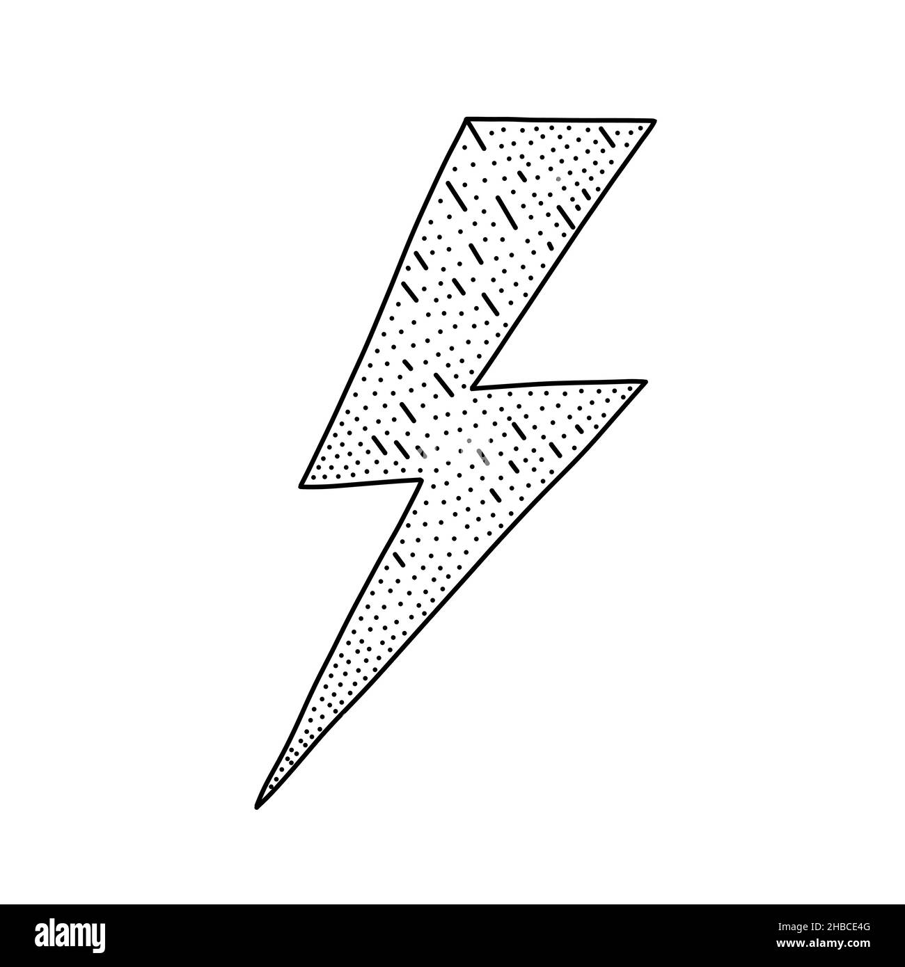 Lightning bolt icon in doodle style. Vector illustration for web design