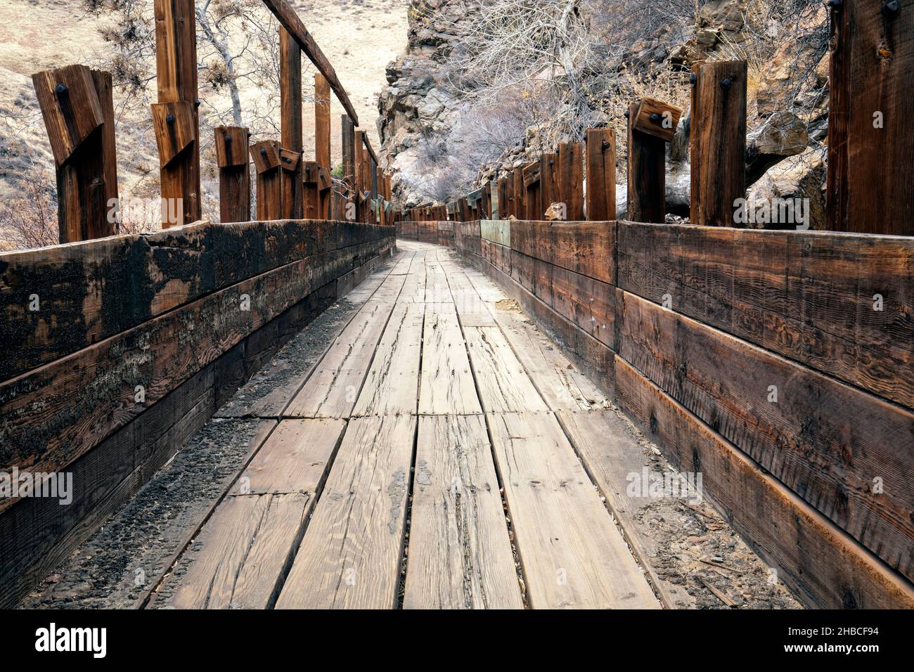 Old wooden flume on Welch Ditch Trail in Clear Creek Canyon. Part of