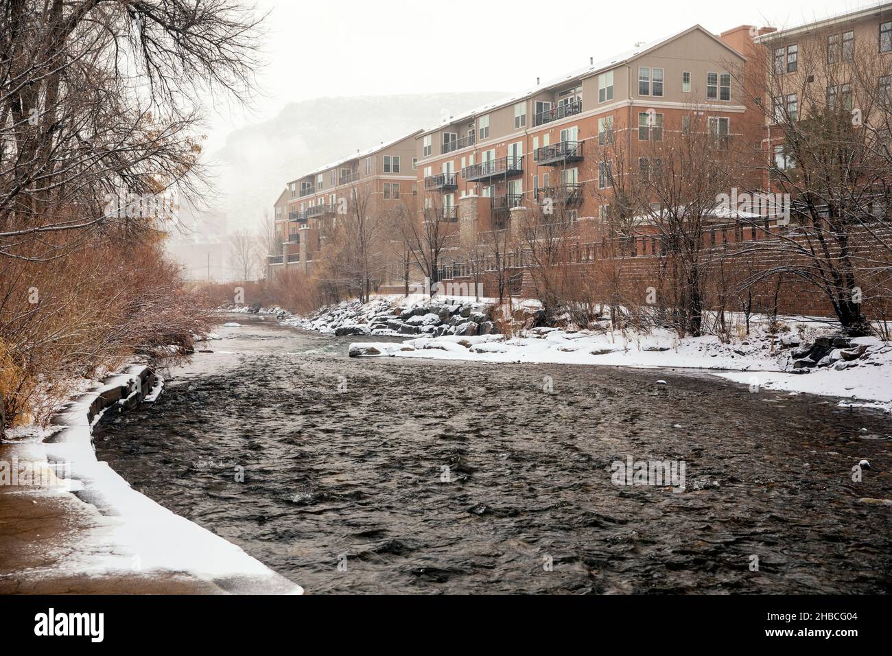 Clear Creek in Winter - Golden, Colorado, USA Stock Photo