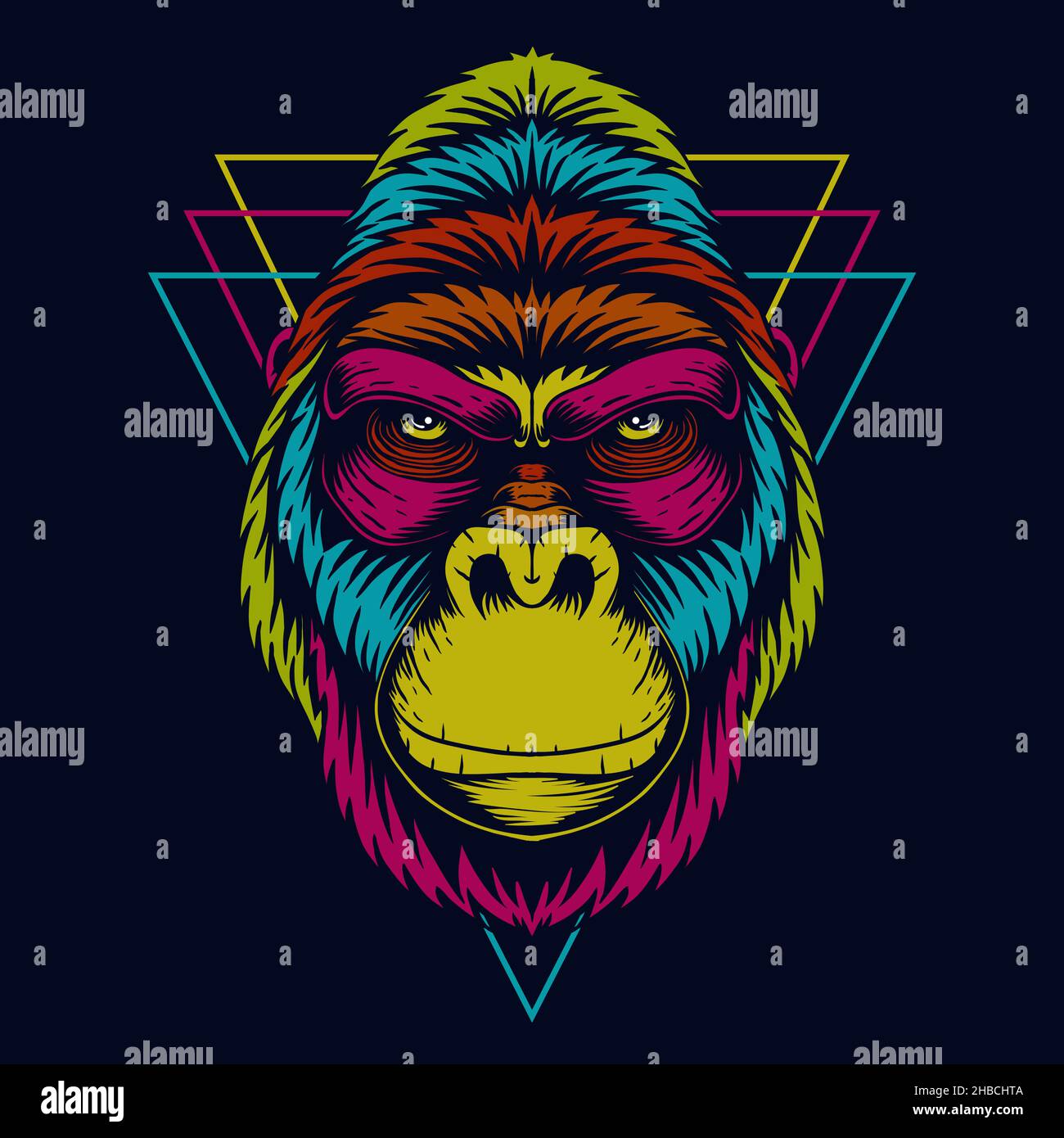 Gorilla head colorful vector illustration Stock Vector