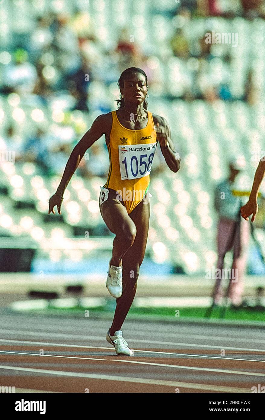Grace Jackson (JAM) competing in the women&rsquo;s 200m at the 1992 Olympic