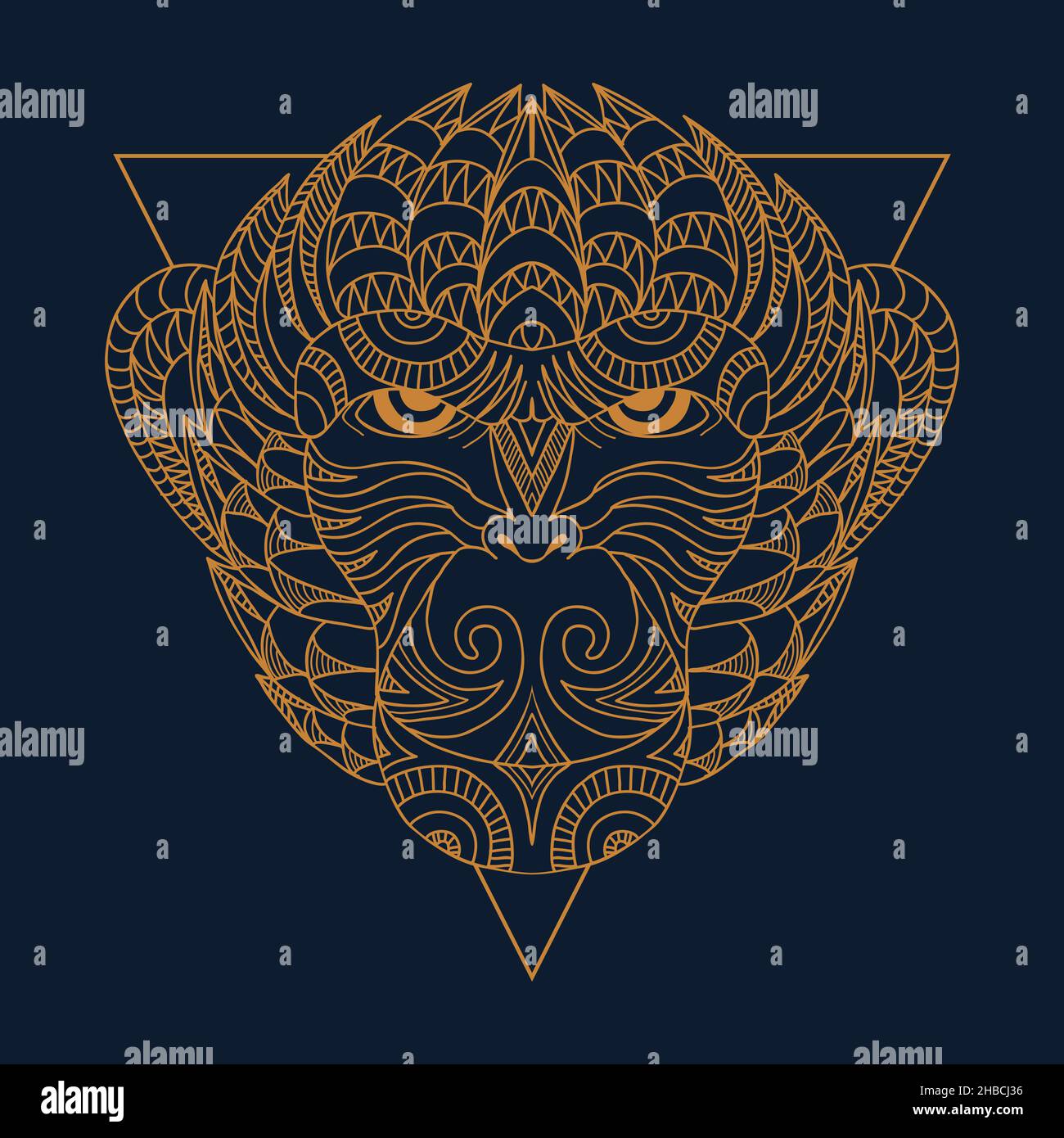 Monkey line art decoration vector illustration Stock Vector