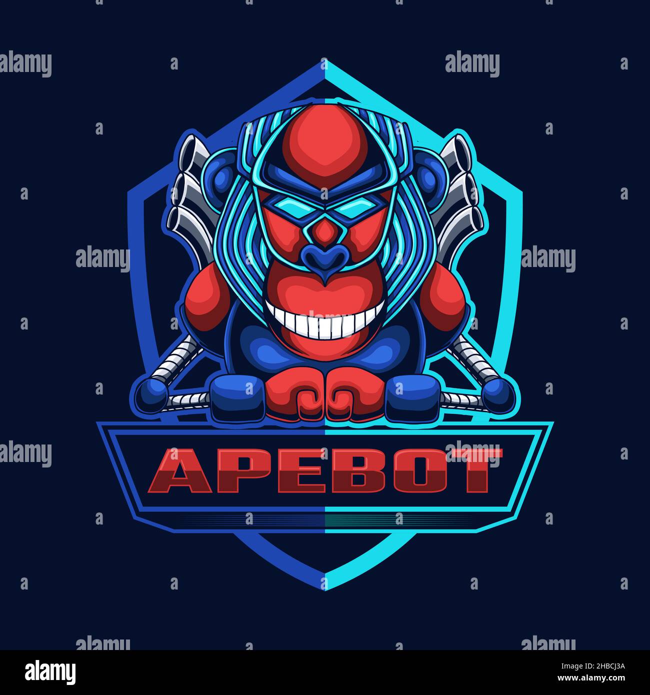 Monkey robot esports logo vector illustration Stock Vector
