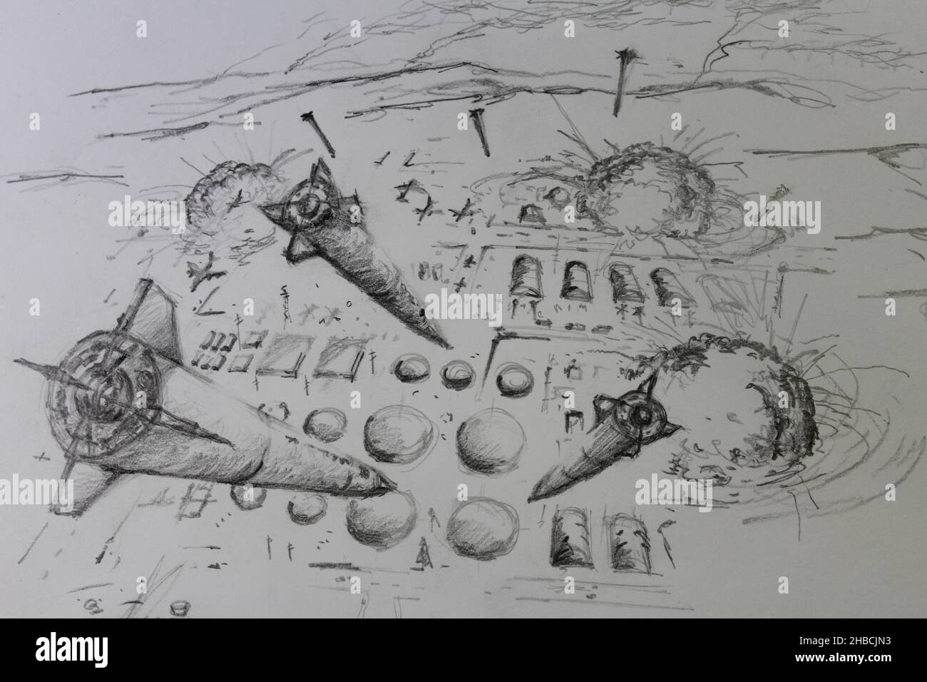 Rocket dive to the desert on the speed of gravity Stock Photo - Alamy