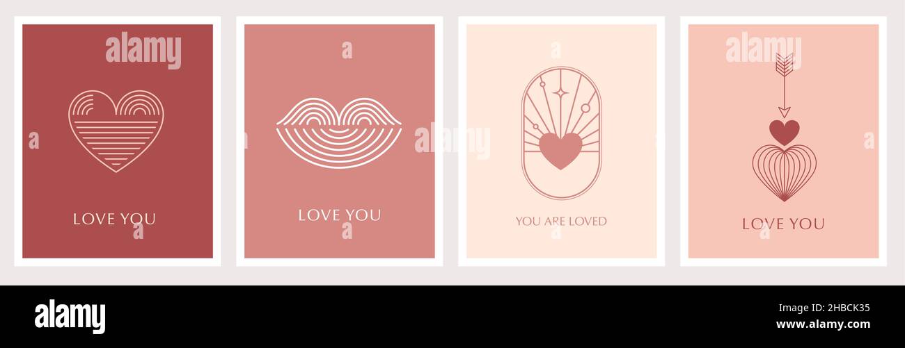 Minimalist Bohemian Valentine’s day greeting cards, wall art prints