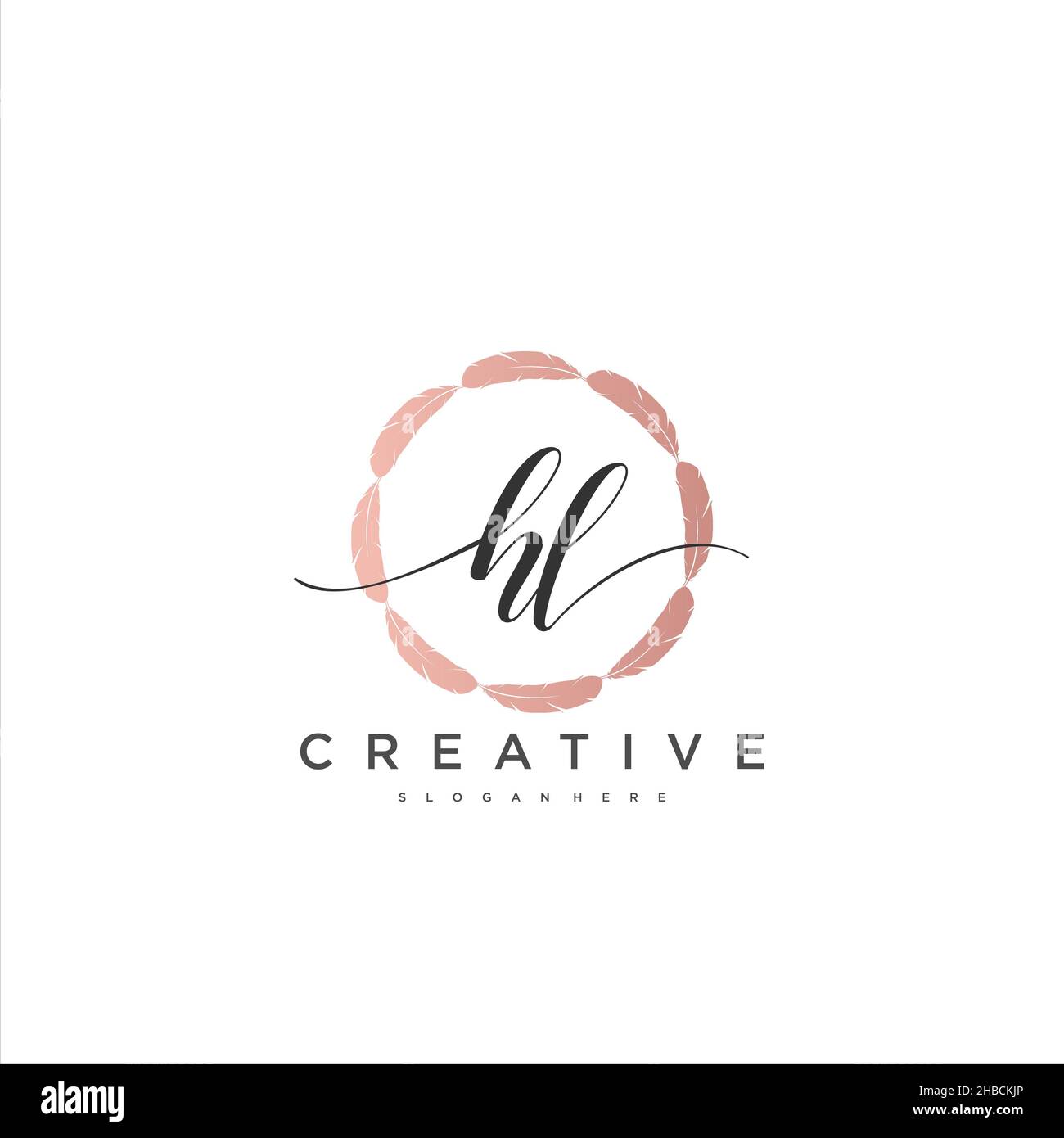 HL Initial handwriting minimalist geometric logo template vector art, Logo for business beauty, fashion, and other art Stock Vector