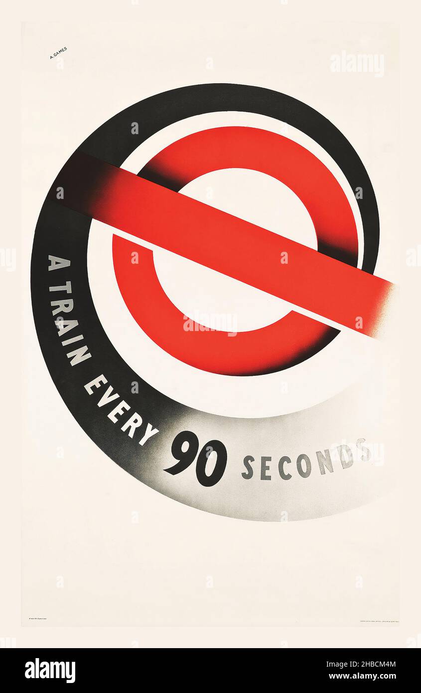A Train Every 90 Seconds By Abram Games 1937 Vintage Advertisement For London Transport 