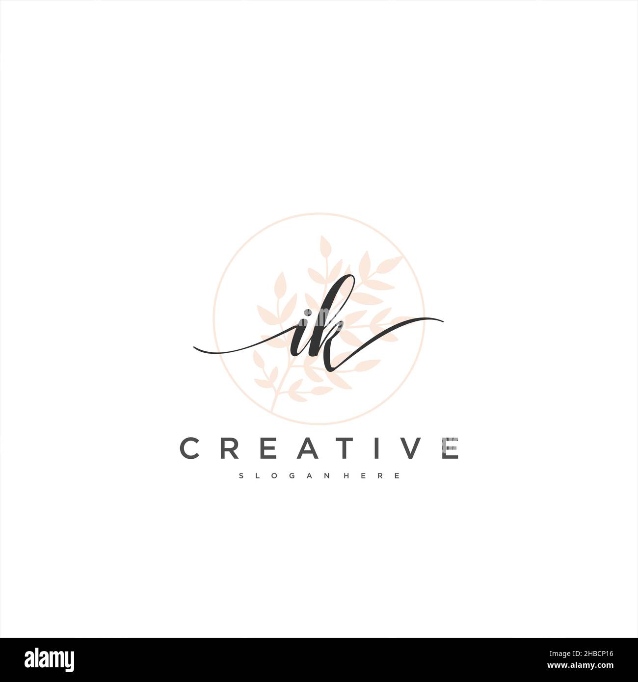 IK Initial handwriting minimalist geometric logo template vector art, Logo for business beauty, fashion, and other art Stock Vector