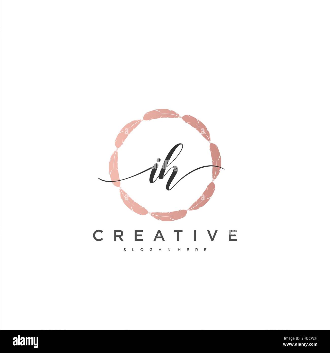 IH Initial handwriting minimalist geometric logo template vector art ...