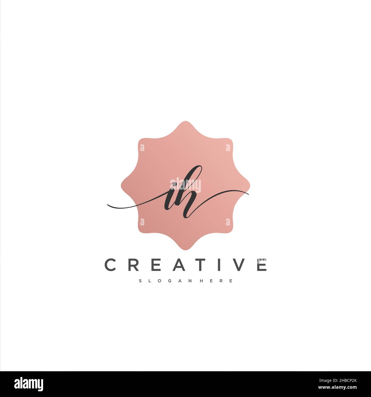 IH Initial handwriting minimalist geometric logo template vector art ...